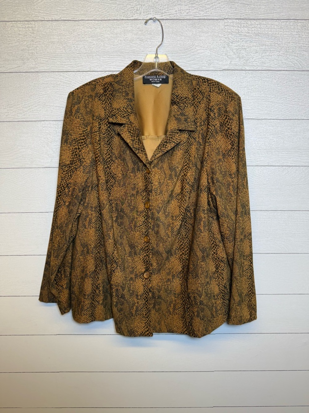 Vintage Russell Kemp Brown Snake-Print Women's Blazer Size 20